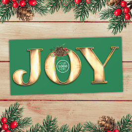 Modern Grönt och Guld Joy Business Logotyp Julkort