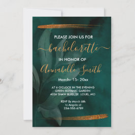 Modern grönt och löv-bachelor inbjudningar