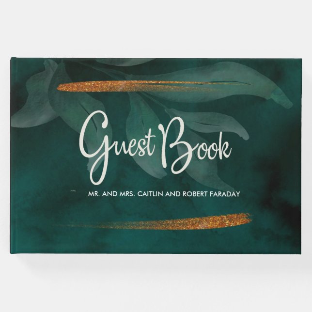 modern grönt och löv i nutida kretslopp gästböcker (Framsida)