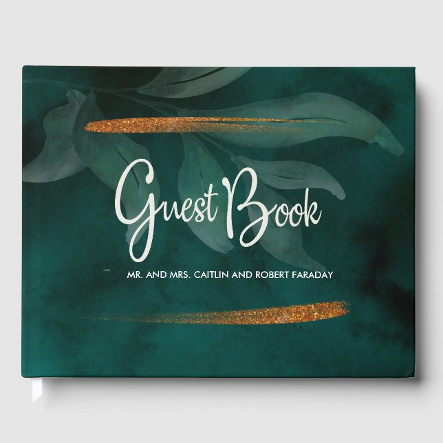 modern grönt och löv i nutida kretslopp gästböcker (Framsida)