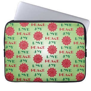Modern Grönt och Röda Kärlek, fred, Joy citat Laptop Sleeve