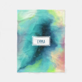 Modern Grönt och rött blanksteg - vattenfärg Fleecefilt