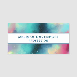 Modern Grönt och rött blanksteg - vattenfärg Namnbricka