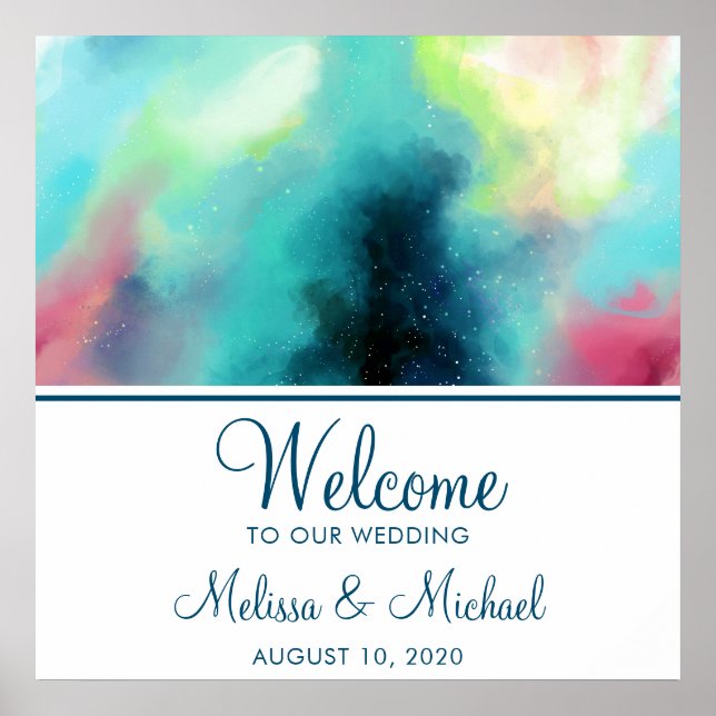 Modern Grönt och rött blanksteg - vattenfärg Poster (Framsidan)