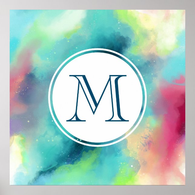 Modern Grönt och rött blanksteg - vattenfärg Poster (Framsidan)