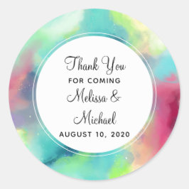 Modern Grönt och rött blanksteg - vattenfärg Runt Klistermärke