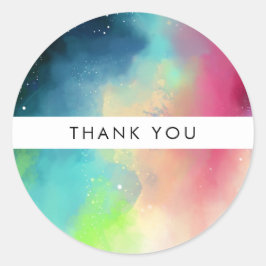 Modern Grönt och rött blanksteg - vattenfärg Runt Klistermärke