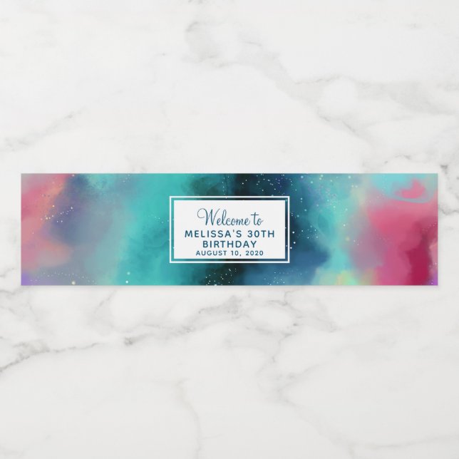 Modern Grönt och rött blanksteg - vattenfärg Vattenflaskor Etikett (Singel etikett)