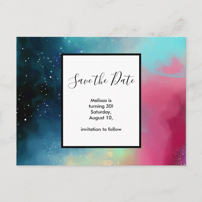 Modern Grönt och rött blanksteg - vattenfärg Vykort (Framsida)