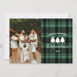 Modern Grönt och svart foto Julkort