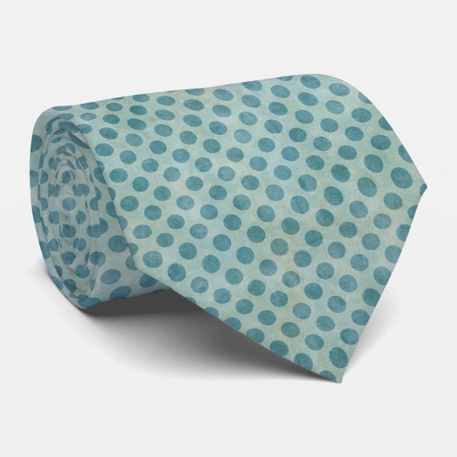 Modern Grönt och Teal Polka Dot Mönster Slips (Rullad)