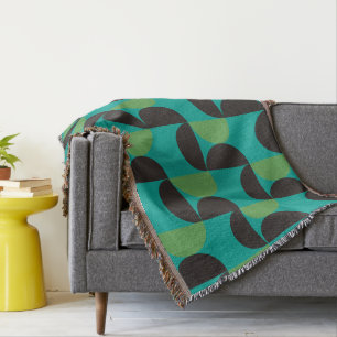 Modern grönt och turkos i mitten av århundradet filt