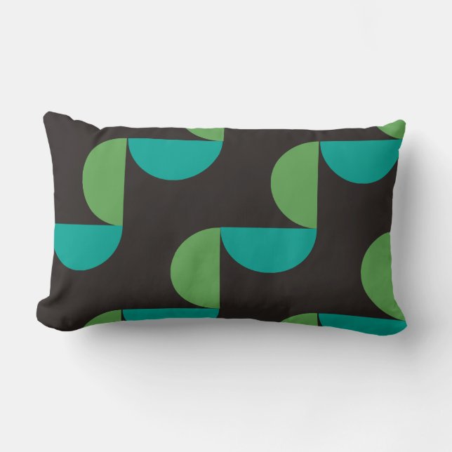 Modern grönt och turkos i mitten av århundradet lumbarkudde (Framsida)