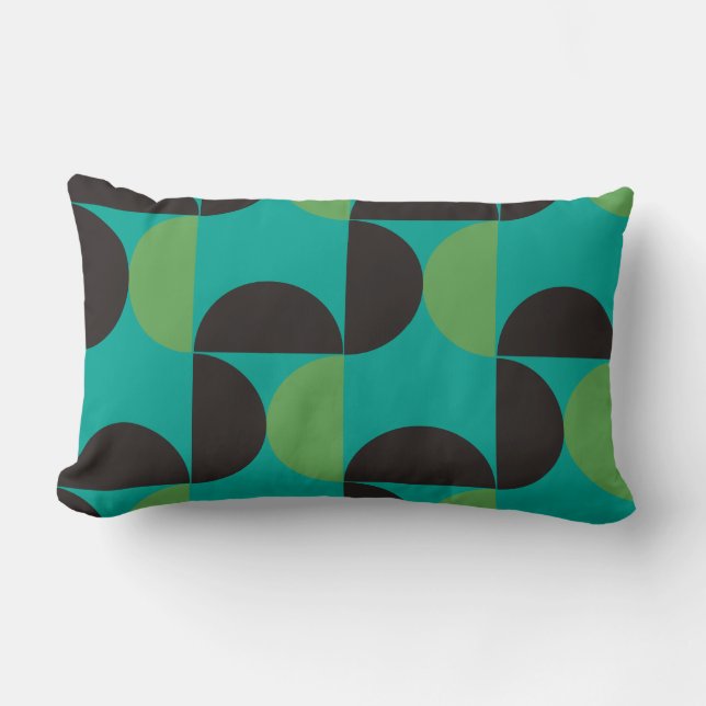 Modern grönt och turkos i mitten av århundradet lumbarkudde (Framsida)