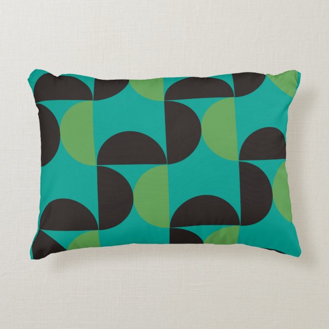 Modern grönt och turkos i mitten av århundradet prydnadskudde (Framsidan)
