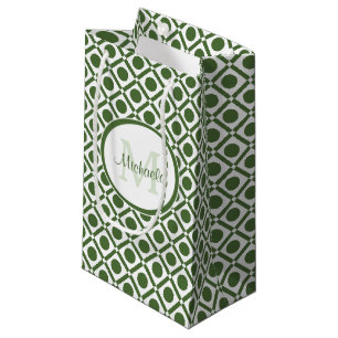 Modern Grönt och vit geometrisk monogrammad Namn