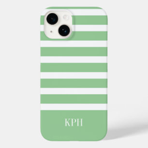 Modern Grönt och Vit Rand med Monogram