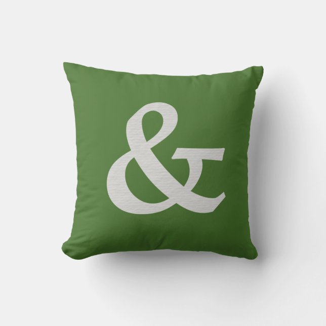 Modern grönt och vit texturerat et-teckensymbol kudde (Framsida)