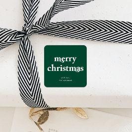 Modern Grönt och Vita God jul Fyrkantigt Klistermärke