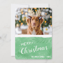 Modern Grönt och Vita God jul Julkort