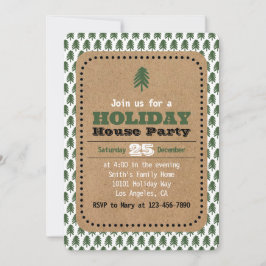 Modern Grönt- och Vita Julgran-inbjudningar