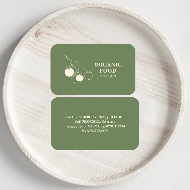 Modern Grönt Organic Food Visitkort (Skapare uppladdad)