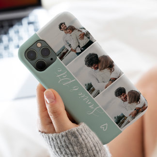 Modern grönt par namn 3-fotosamlingsnät