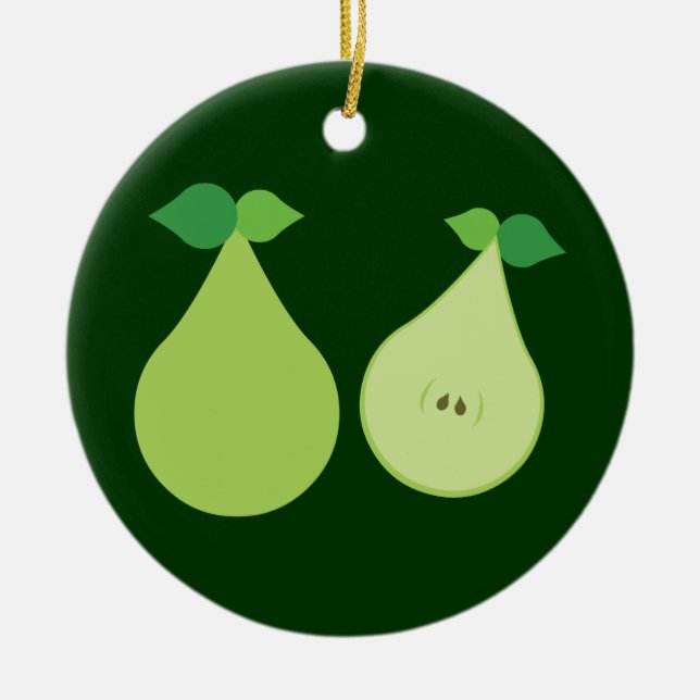 Modern Grönt Pear Julgransprydnad Keramik (Framsidan)