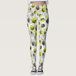 Modern Grönt Pikcleball Patturn Leggings