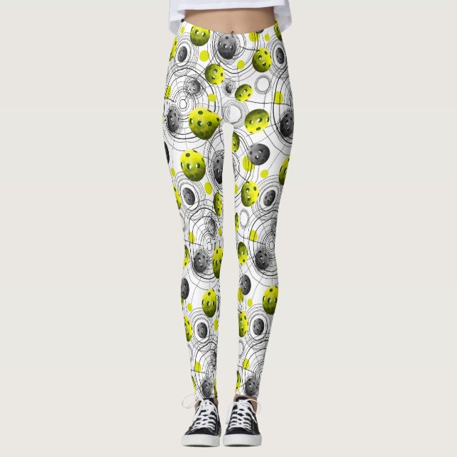 Modern Grönt Pikcleball Patturn Leggings (Framsida)