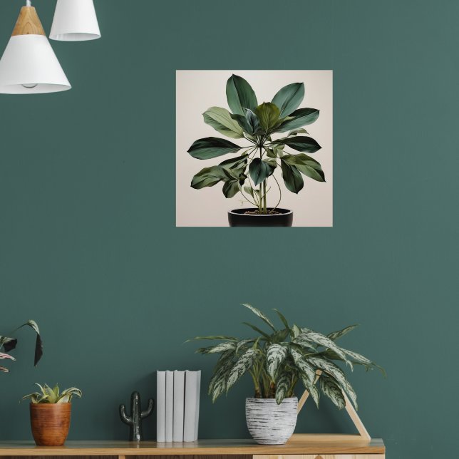 Modern Grönt Plant Illustration Poster (Vardagsrum 1)