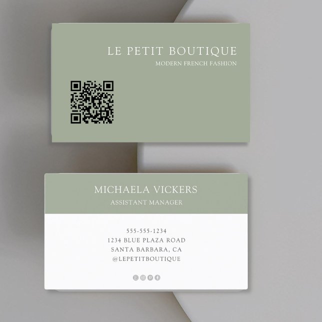 Modern Grönt QR-kodProfessionell Visitkort (Skapare uppladdad)
