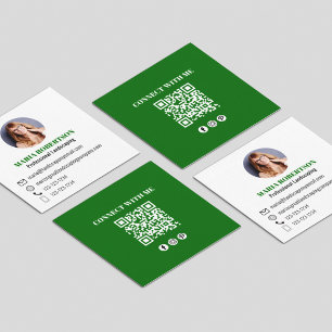 Modern Grönt QR-Social-mediefoto för QR-kod Fyrkantigt Visitkort