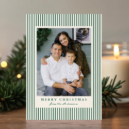 Modern Grönt Rand God jul 2 Photo Julkort