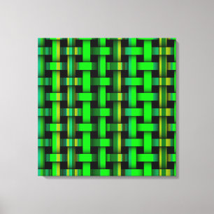 Modern Grönt Rand Weave Mönster Canvas Art