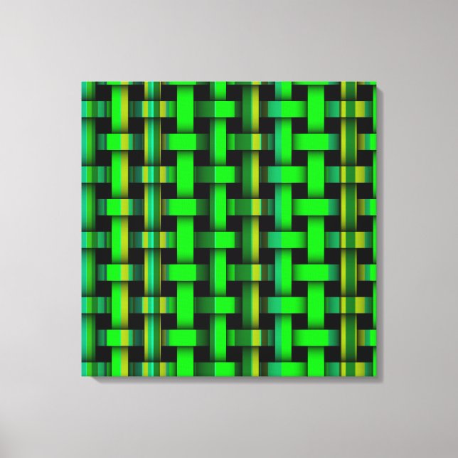 Modern Grönt Rand Weave Mönster Canvas Art (Framsida)