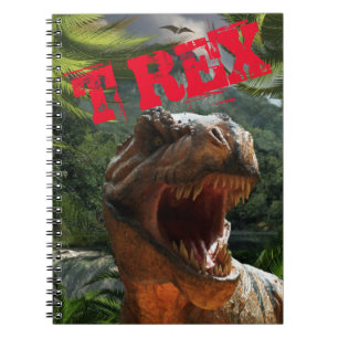 Modern Grönt Red T Rex Dinosaurs Boys Anteckningsbok