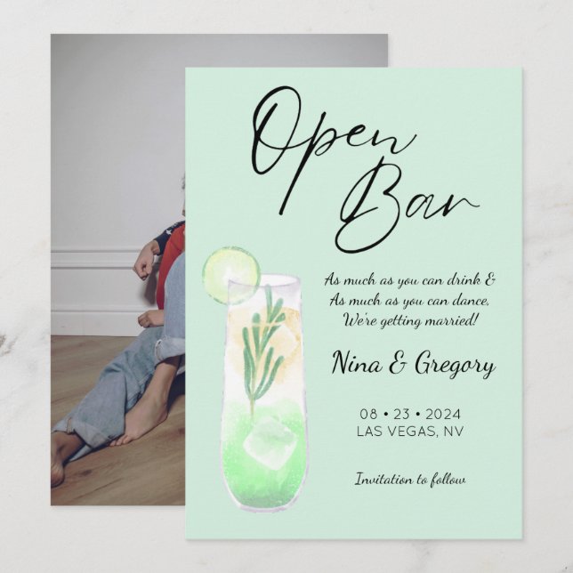 Modern Grönt - roligt foto Spara Datumet (Fram/baksida)