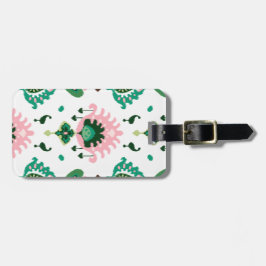 Modern grönt rosa girly ikat tribal mönster bagagebricka