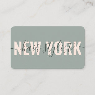 Modern grönt rosa hårstilist-skript namnteckning visitkort