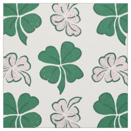 Modern Grönt Rosa Klöver Shamrock Teckning Mönster Tyg