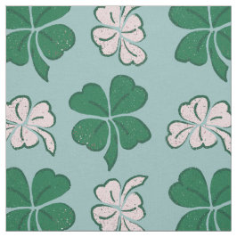 Modern Grönt Rosa Klöver Shamrock Teckning Mönster Tyg