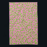 Modern Grönt Rosa Leopard Mönster Animal Print Kökshandduk<br><div class="desc">Dansa ditt kök med den här coolan handduken. Gör en underbar uppvärmning,  födelsedag eller bröllop! Du kan anpassa den och även lägga till text. Kolla min butik för mycket mer färg och mönster!</div>