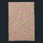 Modern Grönt Rosa Leopard Mönster Animal Print Kökshandduk<br><div class="desc">Dansa ditt kök med den här coolan handduken. Gör en underbar uppvärmning,  födelsedag eller bröllop! Du kan anpassa den och även lägga till text. Kolla min butik för mycket mer färg och mönster!</div>
