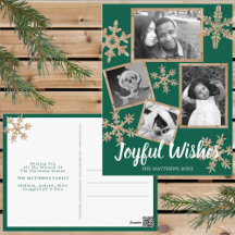 Modern Grönt Rustic Snowflake 4 Fotojul