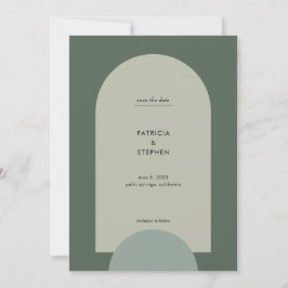 Modern Grönt Sage Boho Arch Photo Bröllop Spara Datumet