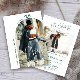 Modern Grönt Script Photo 2024 Minimal Grad Party Inbjudningar