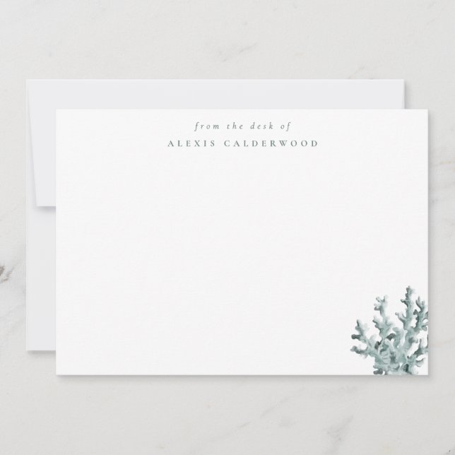 Modern Grönt Sea Coral Personlig Anteckningskort (Framsida)