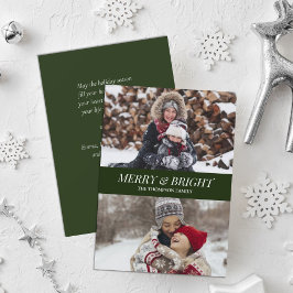 Modern Grönt Skript - merry Bright Jul Photo Julkort