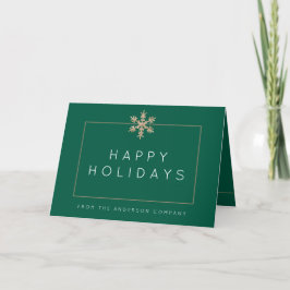 Modern Grönt Snowflake Rustic Wood Corporate Helgkort